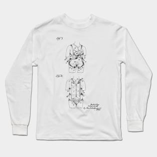 Parachute Harness Vintage Patent Hand Drawing Long Sleeve T-Shirt